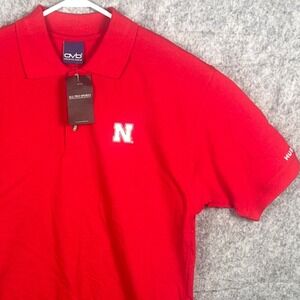 OVB Old Varsity Brand Nebraska Huskers Polo Shirt Men's XL Red Embroidered NWT